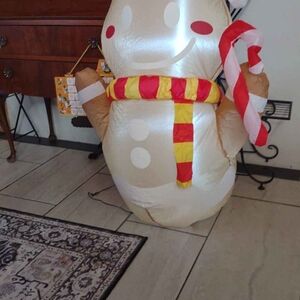 Inflatable Snowman with Scarf and Candy Cane